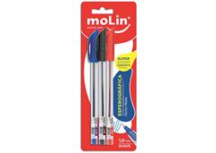 CANETA ESF MOLIN P MEDIA AZ/PT/VM 1011