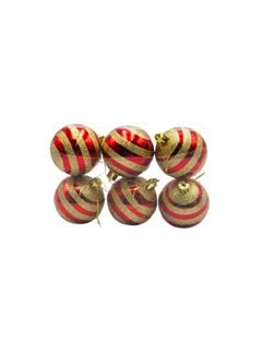 BOLA NAT DECOR 8CM 6P VM/OURO MT1753