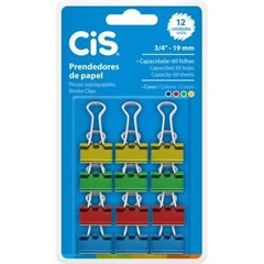 PRENDEDOR PAPEL CIS 19MM 12P COLOR 2916000(144/12)