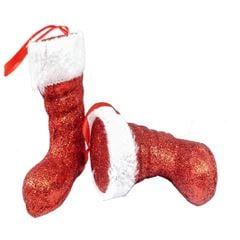 Enfeite Natalino Bota Papai Noel para Pendurar - Par