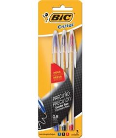 Caneta Bic Cristal Fina 3 Cores
