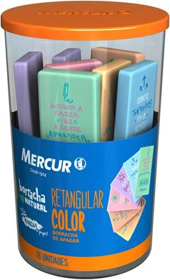 Borracha Mercur Retangular Color 18 Unidades