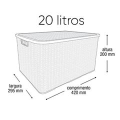 Caixa Organizadora Rattan Com Tampa 20 Litros - Preto