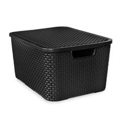 Caixa Organizadora Rattan Com Tampa 20 Litros - Preto