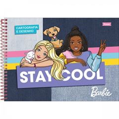 Caderno de Desenho Escolar Cartográfico Barbie 80 Folhas