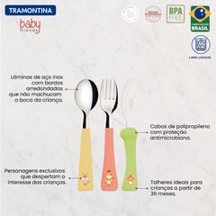 Jogo De Talheres 3 Pcs Baby Friends Colorido - Sortidos Com Laminas Aco Inox E Cabos Pp