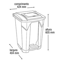 LIXEIRA C/RODA/PEDAL 60L PT 25751PI