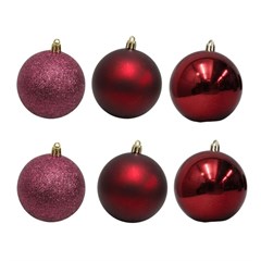 BOLA NATAL 8CM C/6 VINHO P10886