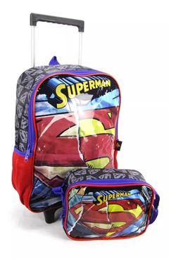 Mochila de Carrinho + Lancheira Superman