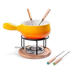 Aparelho de Fondue em Cerâmica com 9 peças Amarelo - Brinox