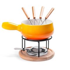 Aparelho de Fondue em Cerâmica com 9 peças Amarelo - Brinox