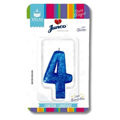 Vela Aniv Mini Glitt Azul N.4 38710