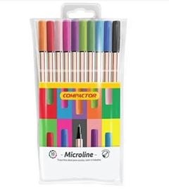 Caneta Compactor Microline Colorida com 12 Unidades