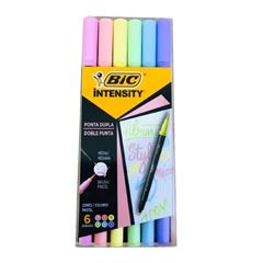 Caneta Bic Intensity Ponta Dupla - 6 Cores