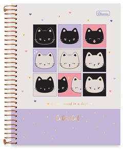 CADERNO CD UNIV CUTE CAT 15X1 240F 0723014