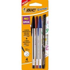 CANETA BIC CRIST+INT 4P 524336