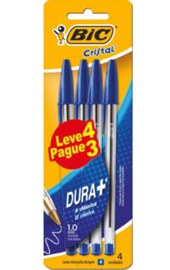 CANETA BIC CRIST 4P SORT L4/P3 868795